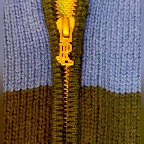 RALPH LAUREN 1/3 Zip Front high neck sweater. Blue & Black/navy? Preppy! Great L - Picture 5 of 6